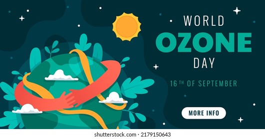world ozone day horizontal banner vector flat design