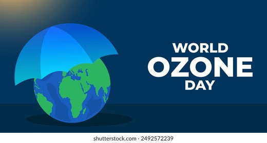 world ozone day horizontal banner illustration with umbrella