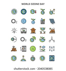 World ozone day icon outline color