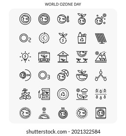 World Ozone Day Icon Set Outline 