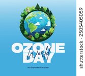 World Ozone day International Day for the Preservation of the Ozone Layer, world map vector design concept.  Creative illustration , September 16