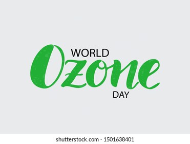 World ozone day lettering. Vector illustration Green Eco Earth. 