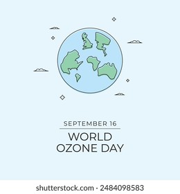 World Ozone Day. Line art design. Global awareness vector. Good for celebration template usage. Continuous line eps 10.