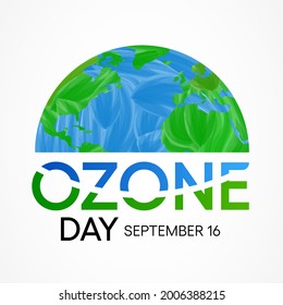 El Día Mundial del Ozono se celebra cada año el 16 de septiembre para concienciar a la gente sobre el agotamiento de la capa de ozono y encontrar posibles soluciones para preservarla. Ilustración del vector