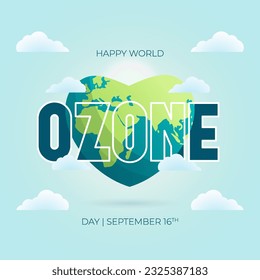 World Ozone Day September 16th with hearth shape globe illustration