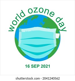 Día mundial del ozono con la forma de la tierra cubierta por una máscara