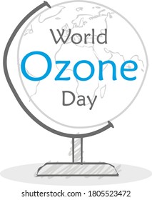 world ozone day text on cartoon earth poster with copy space for your text. vector illustration.