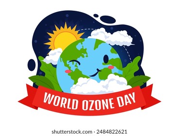 World Ozone Day Vector Illustration on September 16 To Raise Public Awareness About Of The Earth Layer And Protecting Environment in Flat Background