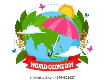 World Ozone Day Vector Illustration on September 16 To Raise Public Awareness About Of The Earth Layer And Protecting Environment in Flat Background