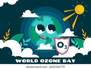 World Ozone Day Vector Illustration on September 16 to Raise Public Awareness About the Earth Ozone Layer and Protecting the Environment Background