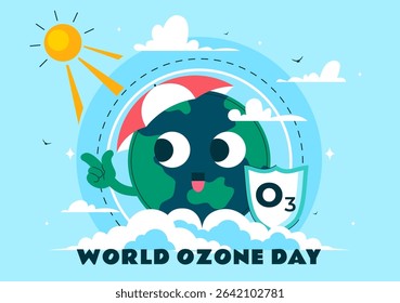 World Ozone Day Vector Illustration on September 16 to Raise Public Awareness About the Earth Ozone Layer and Protecting the Environment Background