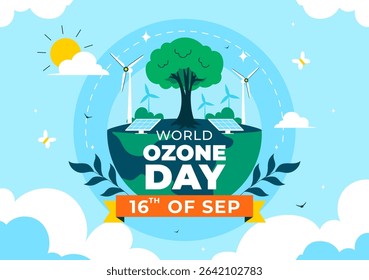 World Ozone Day Vector Illustration on September 16 to Raise Public Awareness About the Earth Ozone Layer and Protecting the Environment Background