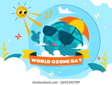 World Ozone Day Vector Illustration on September 16 to Raise Public Awareness About the Earth Ozone Layer and Protecting the Environment Background