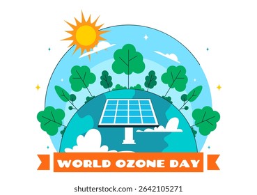 World Ozone Day Vector Illustration on September 16 to Raise Public Awareness About the Earth Ozone Layer and Protecting the Environment Background