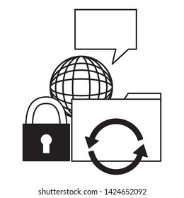 world padlock reload cyber security data vector illustration