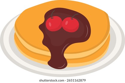 World Pancake Day. Isolated on White Background. Vector Illustration in Cartoon Style.