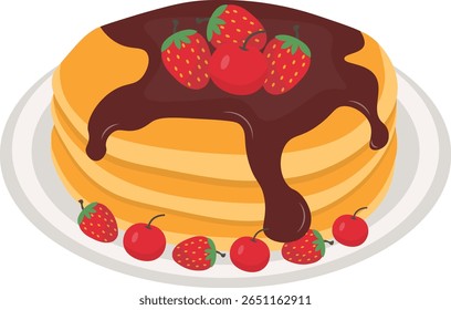 World Pancake Day. Isolated on White Background. Vector Illustration in Cartoon Style.