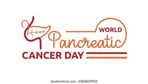 World Pancreatic Cancer Day handwritten text illustration. Celebrated every year in November. Disease in which malignant cells form in the tissues of the pancreas. Vector illustration. 