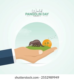 World Pangolin Day. Pangolin Day creative poster, banner, social media post, background