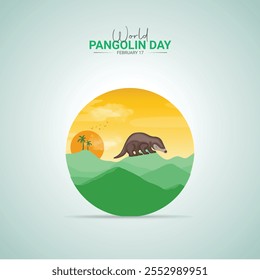 World Pangolin Day. Pangolin Day creative poster, banner, social media post, background