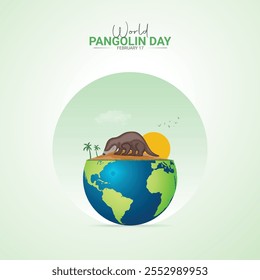 World Pangolin Day. Pangolin Day creative poster, banner, social media post, background