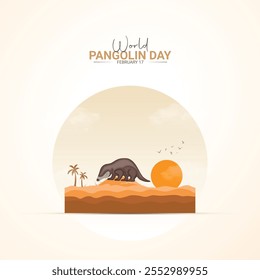 World Pangolin Day. Pangolin Day creative poster, banner, social media post, background