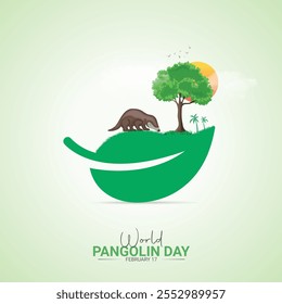 World Pangolin Day. Pangolin Day creative poster, banner, social media post, background