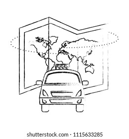 world paper map with taxi