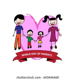 World Parents day emblem isolated vector illustration on white background. 1 june world family holiday event 