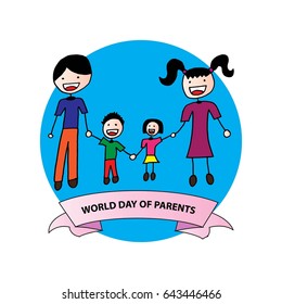 World Parents day emblem isolated vector illustration on white background. 1 june world family holiday event 