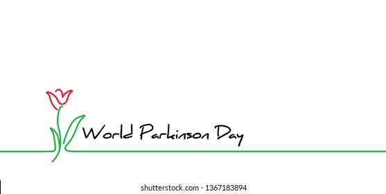 World parkinson day,  parkinson's disease symptoms. Vector sign, tulip symbol. Concept of amnesia and dementia disease and loss of brain function memories. Health symbol, neurology and mental problems