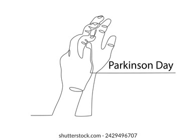 World Parkinson's Day is celebrated every April 11. Parkinson day one line-drawing