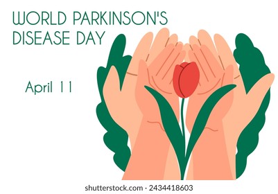 Cartel del Día Mundial de la Enfermedad de Parkinson. Plantilla de diseño para fondo, póster.