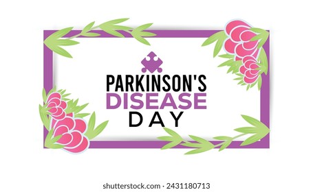 El Día Mundial de la Enfermedad de Parkinson se celebra cada año en abril. Plantilla para fondo, pancarta, tarjeta, afiche con inscripción de texto.