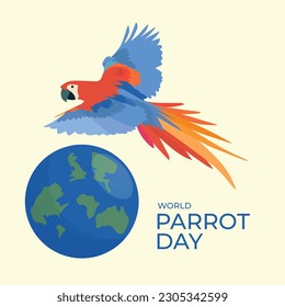 world parrot day design template for celebration. parrot vector design. bird illustration. flat parrot design.
