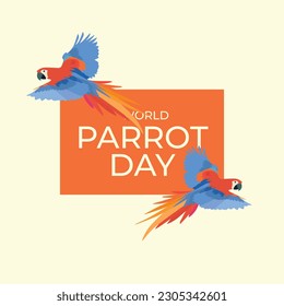 world parrot day design template for celebration. parrot vector design. bird illustration. flat parrot design.