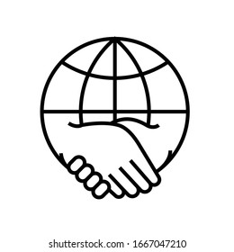 Icono de línea de asociación mundial, signo de concepto, ilustración de vector de esquema, símbolo lineal.