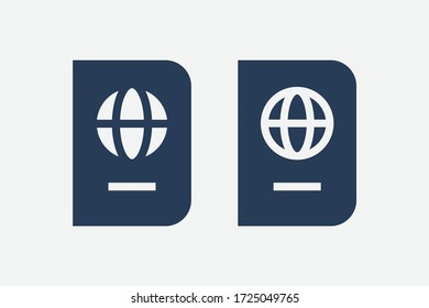 World passport with line vector minimalistic icon. Legal tourism pay vector symbol. Document cover icons set for web design. Travel concept flat icons for app design. Id emigration sign