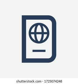 Weltpass mit Linie Vektor minimalistischen Ikone. Juristische Bezahlvektor Symbol. Icons für die Dokumentabdeckung für das Web-Design. Reisekonzept flache Icons für App Design. Identifizierungszeichen