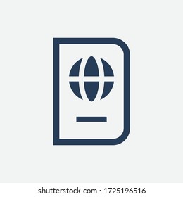 World passport with line vector minimalistic icon. Legal tourism pay vector symbol. Document cover icons set for web design. Travel concept flat icons for app design. Id emigration sign