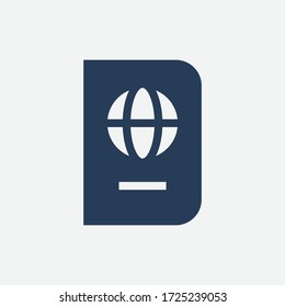 World passport with line vector minimalistic icon. Legal tourism pay vector symbol. Document cover icons set for web design. Travel concept flat icons for app design. Id emigration sign