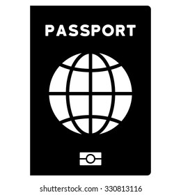 World Passport vector icon. Style is flat black symbol, rounded angles, white background.