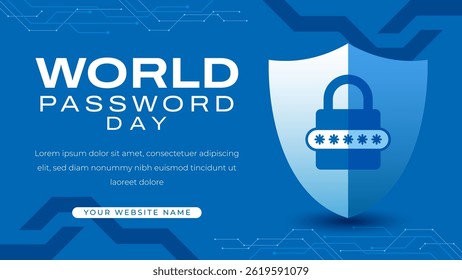 World password day horizontal banner template vector design. Awareness about the importance of strong cybersecurity measures.