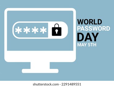 World Password Day. May 5Th. Template for background, banner, card, poster with text inscription. Vector illustration.