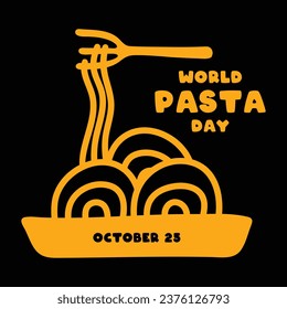 World Pasta Day. October 25. Line pasta icon. Flat design vector. Poster, banner, card, background. Eps 10.