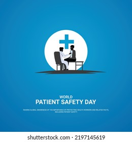 World Patient Safety Day 17 September, Design For Social Media Post. 3D Illustration. 
