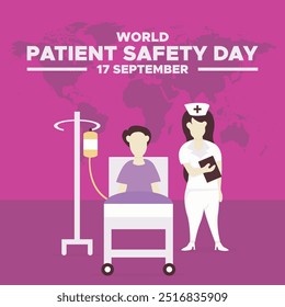 World Patient Safety Day, 17 September, banner, post, poster, ads design, World Patient Safety Day editable template, stock illustration, vector file.