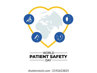 World patient safety day background with earth map and safety symbol on september 17.