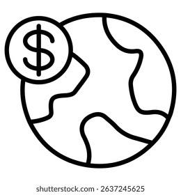 world payment icon Simple thin line stroke