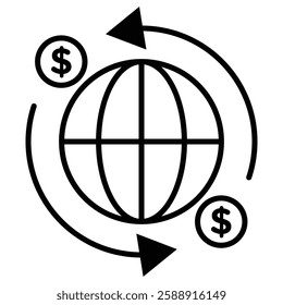 World Payment Transfer icon Outline vector symbol sign